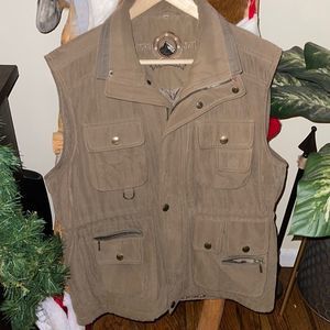 Vintage Utility Vest in Taupe Brown